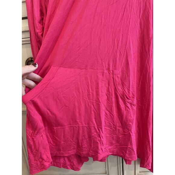 Soft Surroundings Hot Pink V Neck Hoodie Pullover Pockets Soft Stretch Plus 3X - Picture 4 of 8